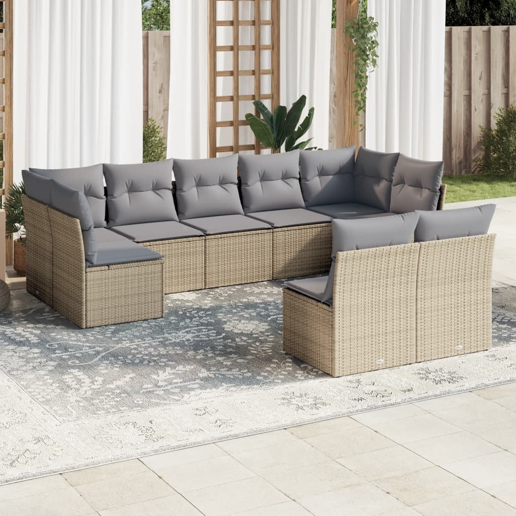 8721012889637_m_en_hd_1 vidaXL 9 Piece Garden Sofa Set with Cushions Beige Poly Rattan - Image 1