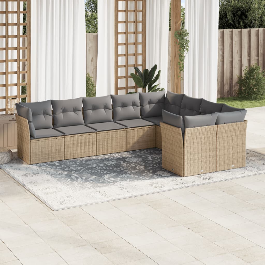 8721012889835_m_en_hd_1 vidaXL 9 Piece Garden Sofa Set with Cushions Beige Poly Rattan - Image 1