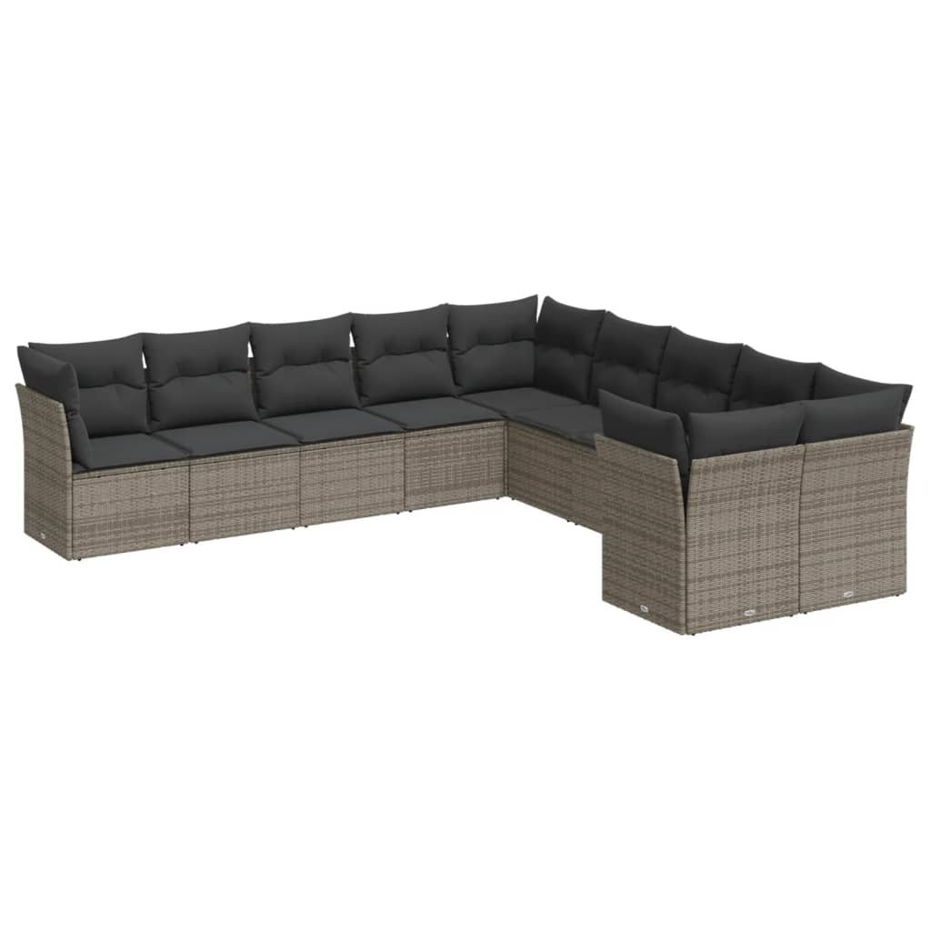 8721012890541_a_en_hd_1 vidaXL 10 Piece Garden Sofa Set with Cushions Grey Poly Rattan - Image 2