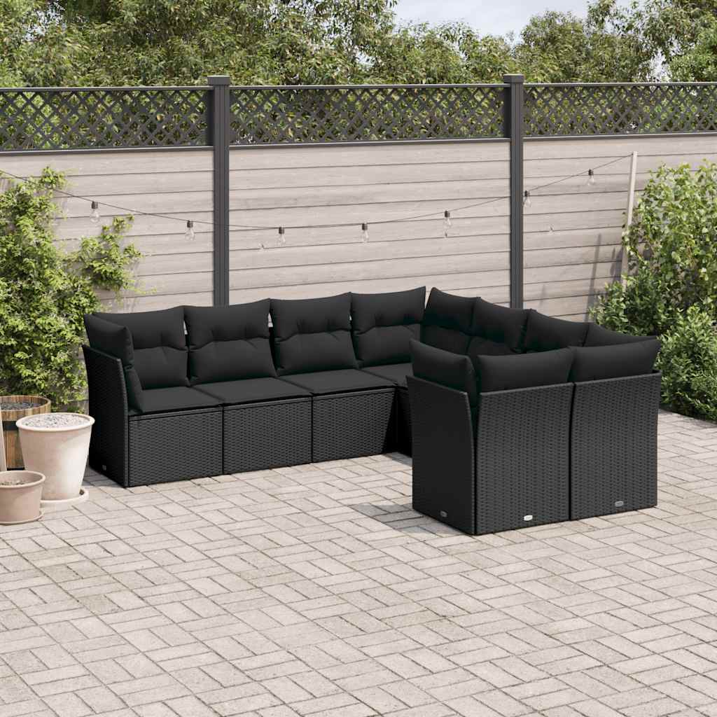 8721012893993_m_en_hd_1 vidaXL 8 Piece Garden Sofa Set with Cushions Black Poly Rattan - Image 1