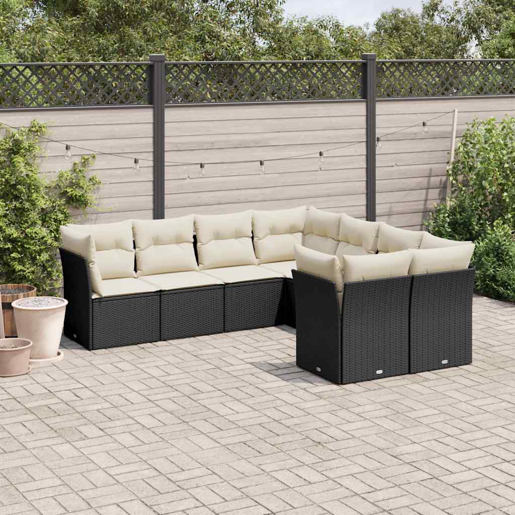 8721012894006_m_en_hd_1 vidaXL 8 Piece Garden Sofa Set with Cushions Black Poly Rattan - Image 1