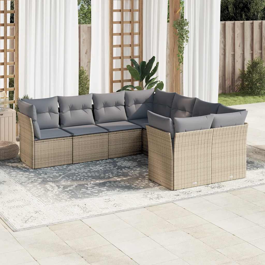 8721012894037_m_en_hd_1 vidaXL 8 Piece Garden Sofa Set with Cushions Beige Poly Rattan - Image 1