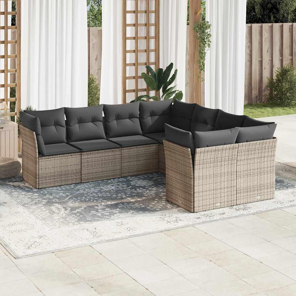 8721012894044_m_en_hd_1 vidaXL 8 Piece Garden Sofa Set with Cushions Grey Poly Rattan - Image 1