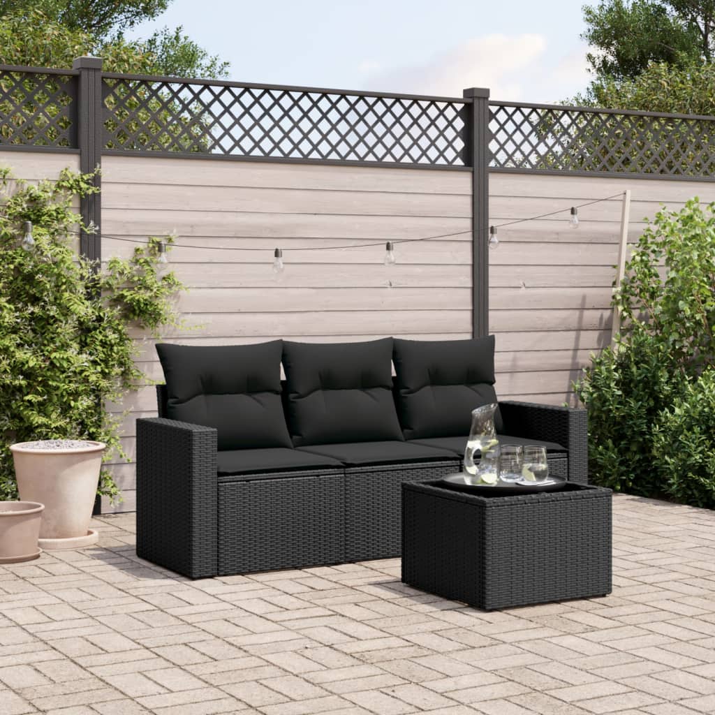 8721012899773_m_en_hd_1 vidaXL 4 Piece Garden Sofa Set with Cushions Black Poly Rattan - Image 1