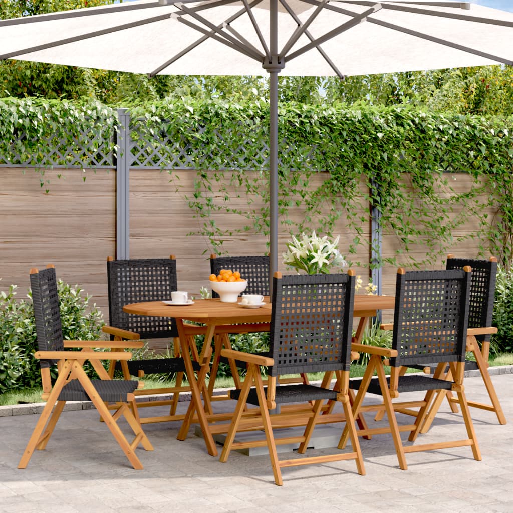 8721012911505_m_en_hd_1 vidaXL Reclining Garden Chairs 6 pcs Black Poly Rattan and Solid Wood - Image 1