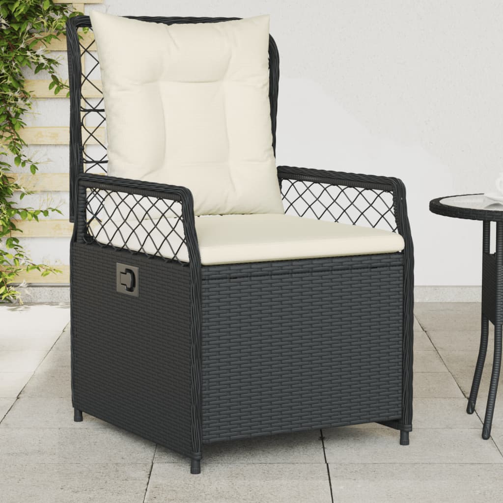 vidaXL Reclining Garden Chairs 2 pcs Black Poly Rattan