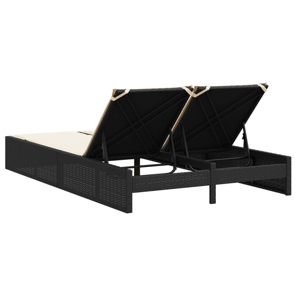 8721012919174_g_en_hd_3 vidaXL Double Sun Lounger with Cushions Black Poly Rattan - Image 5