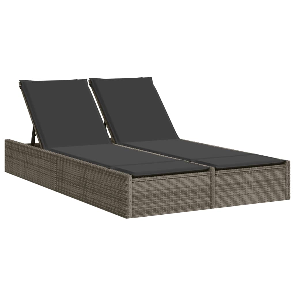 8721012919198_a_en_hd_1 vidaXL Double Sun Lounger with Cushions Grey Poly Rattan - Image 2