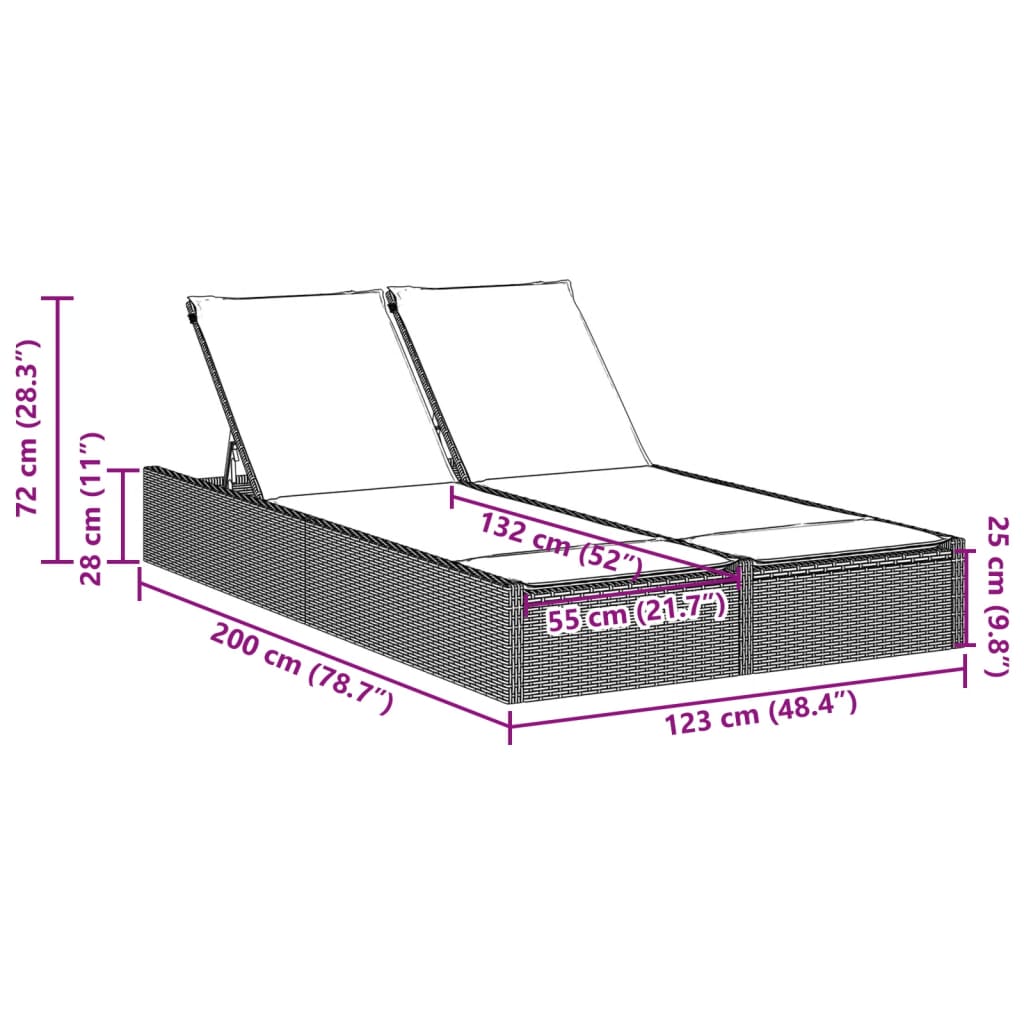 8721012919198_g_en_hd_6 vidaXL Double Sun Lounger with Cushions Grey Poly Rattan - Image 8