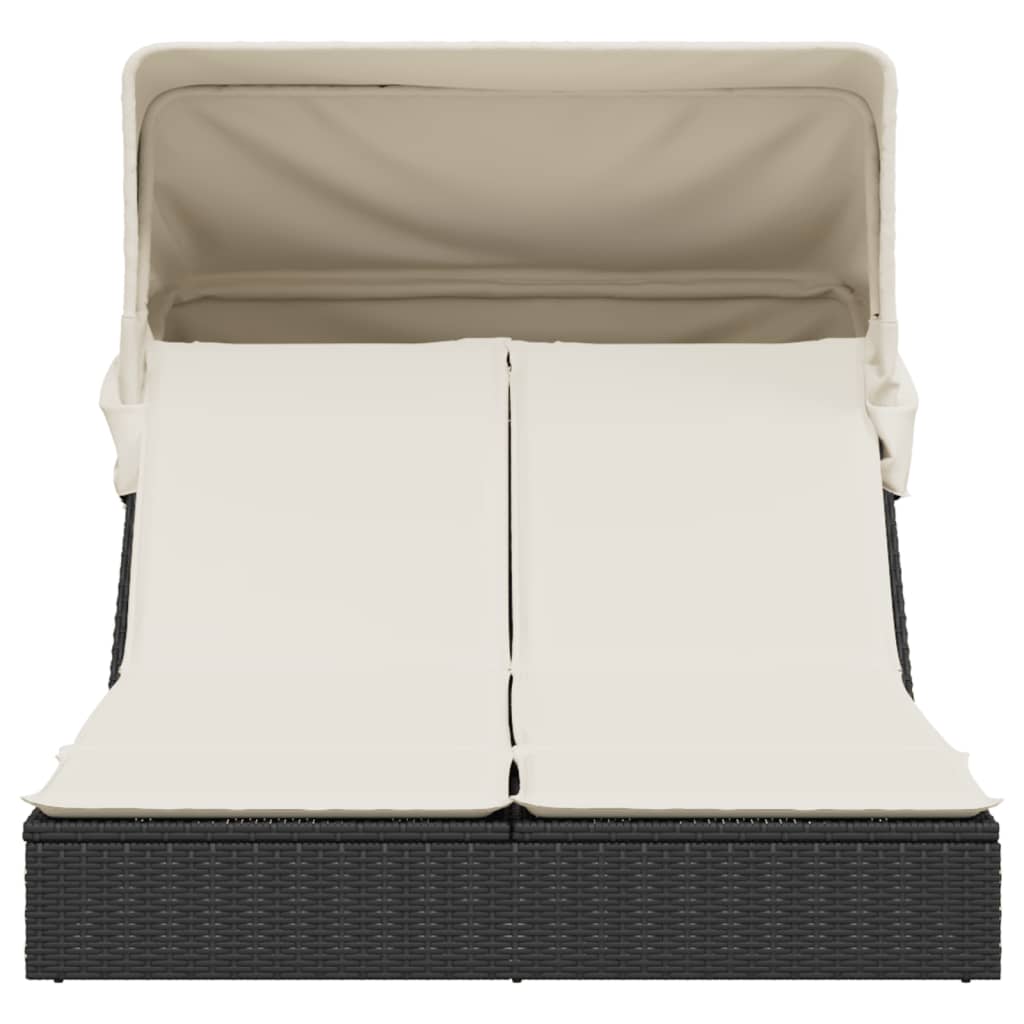 8721012919266_g_en_hd_1 vidaXL Double Sun Lounger with Canopy and Cushions Black Poly Rattan - Image 3