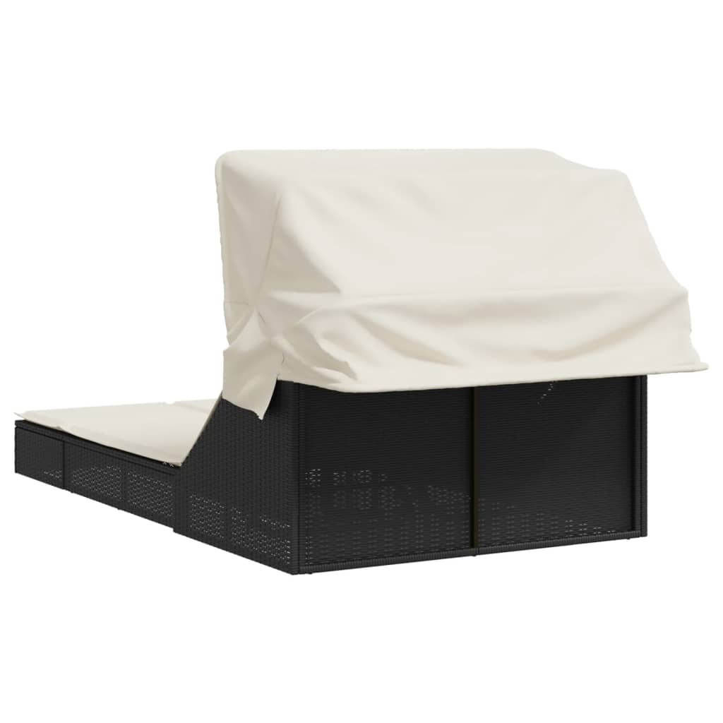 8721012919266_g_en_hd_3 vidaXL Double Sun Lounger with Canopy and Cushions Black Poly Rattan - Image 5