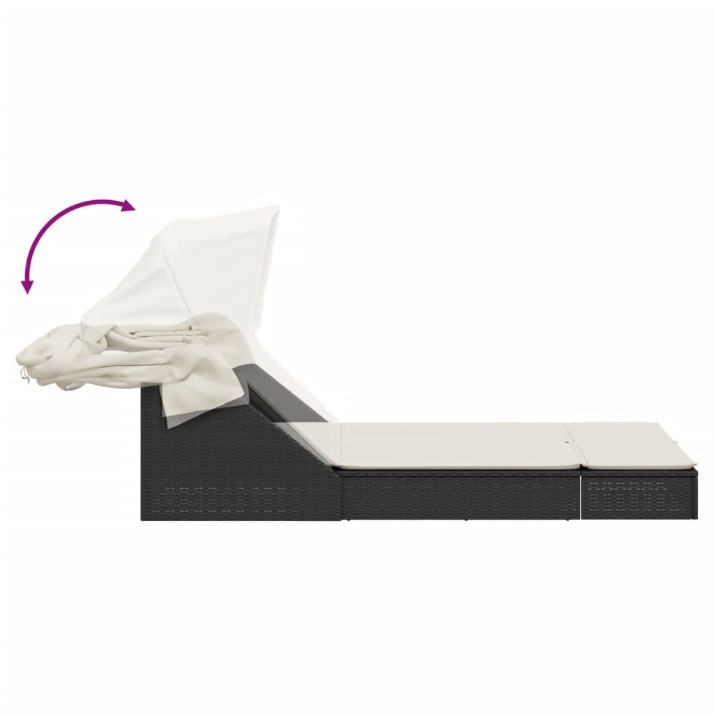 8721012919266_g_en_hd_4 vidaXL Double Sun Lounger with Canopy and Cushions Black Poly Rattan - Image 6