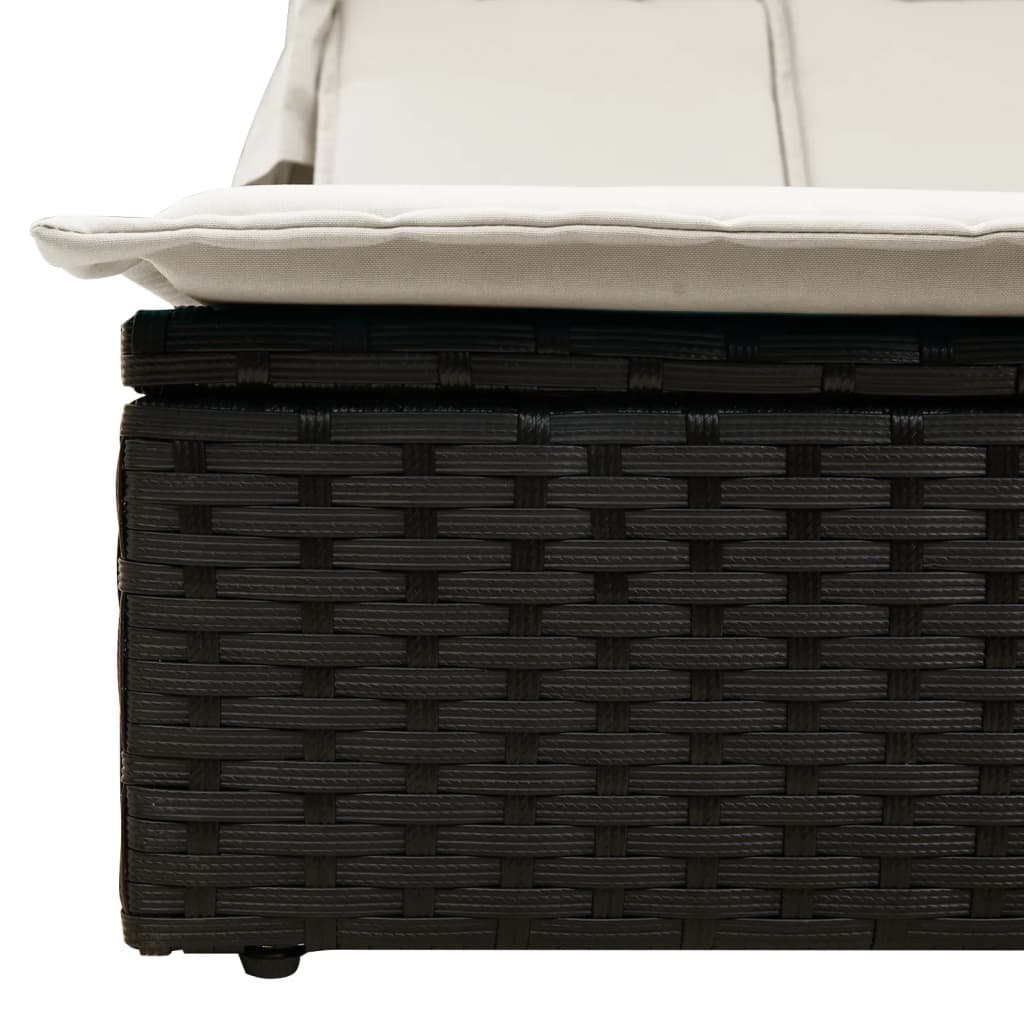 8721012919266_g_en_hd_5 vidaXL Double Sun Lounger with Canopy and Cushions Black Poly Rattan - Image 7