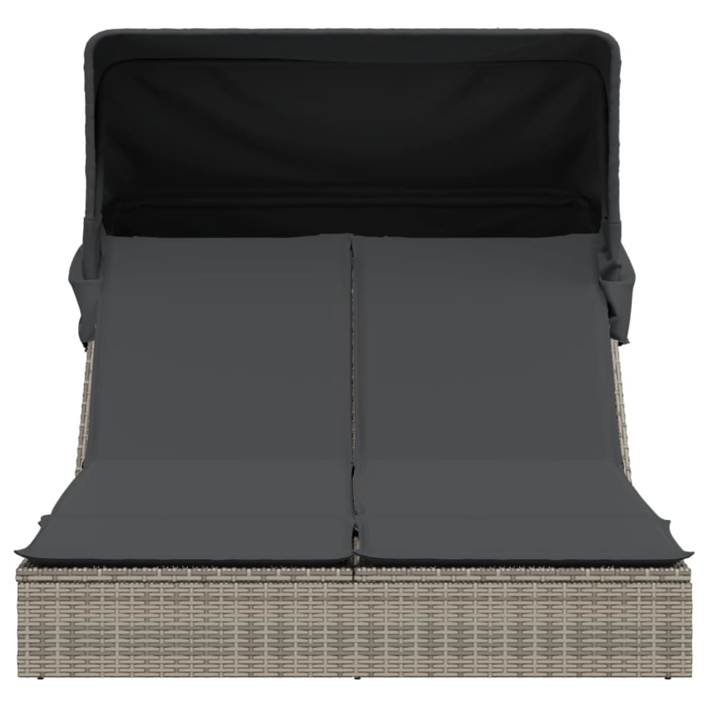 8721012919280_g_en_hd_1 vidaXL Double Sun Lounger with Canopy and Cushions Grey Poly Rattan - Image 3