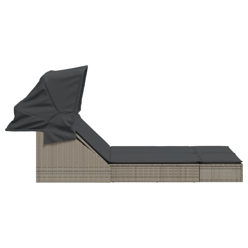 8721012919280_g_en_hd_2 vidaXL Double Sun Lounger with Canopy and Cushions Grey Poly Rattan - Image 4