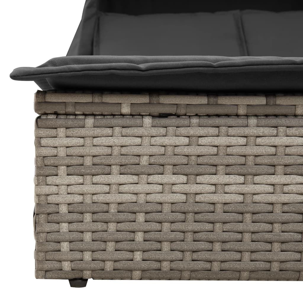 8721012919280_g_en_hd_5 vidaXL Double Sun Lounger with Canopy and Cushions Grey Poly Rattan - Image 7