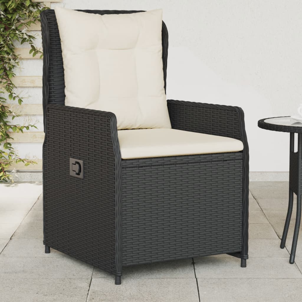 vidaXL Reclining Garden Chairs 2 pcs Black Poly Rattan