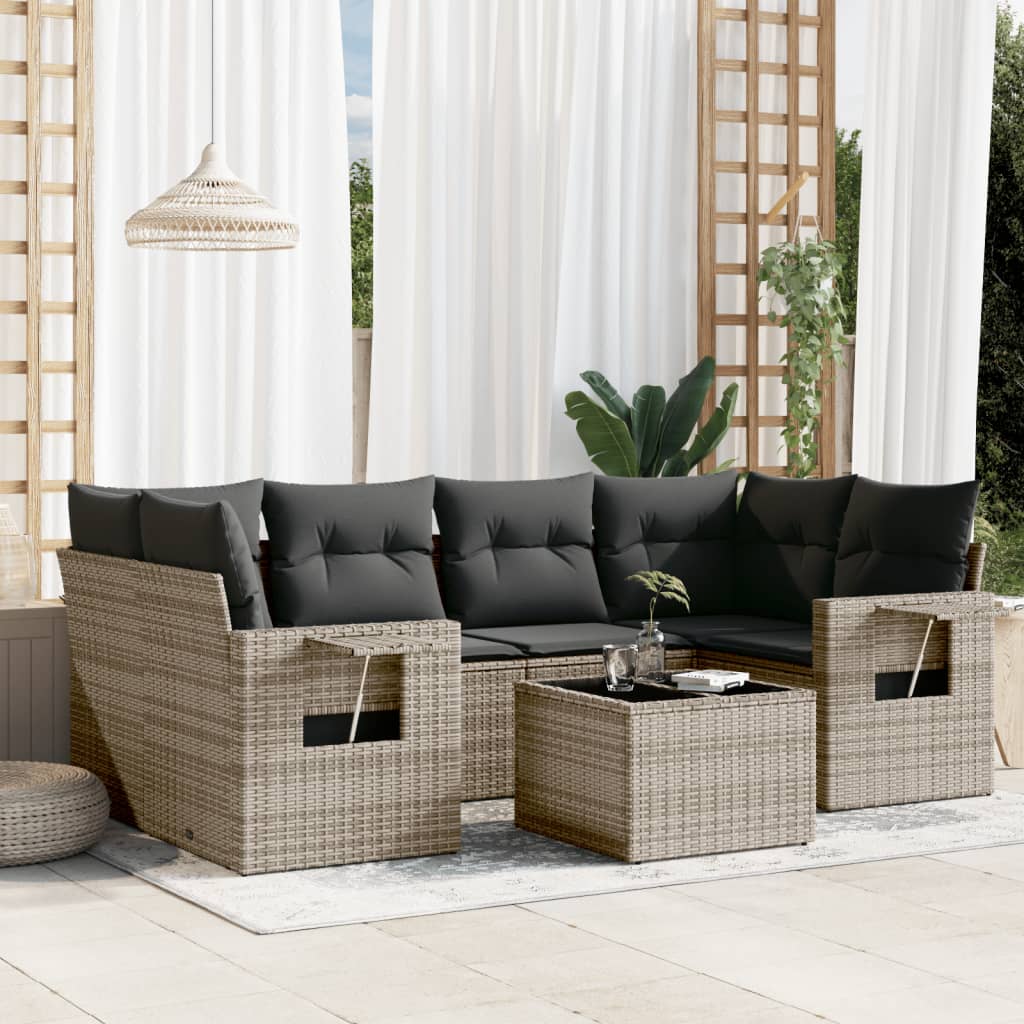 8721012922716_m_en_hd_1 vidaXL 7 Piece Garden Sofa Set with Cushions Grey Poly Rattan - Image 1