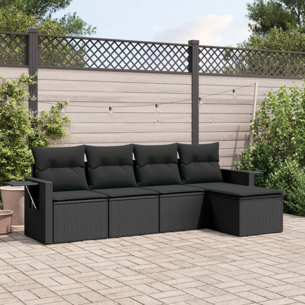 8721012924369_m_en_hd_1 vidaXL 5 Piece Garden Sofa Set with Cushions Black Poly Rattan - Image 1