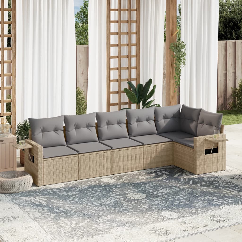 8721012925403_m_en_hd_1 vidaXL 6 Piece Garden Sofa Set with Cushions Beige Poly Rattan - Image 1