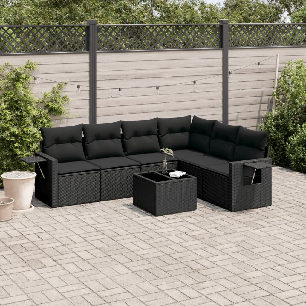 8721012925663_m_en_hd_1 vidaXL 7 Piece Garden Sofa Set with Cushions Black Poly Rattan - Image 1