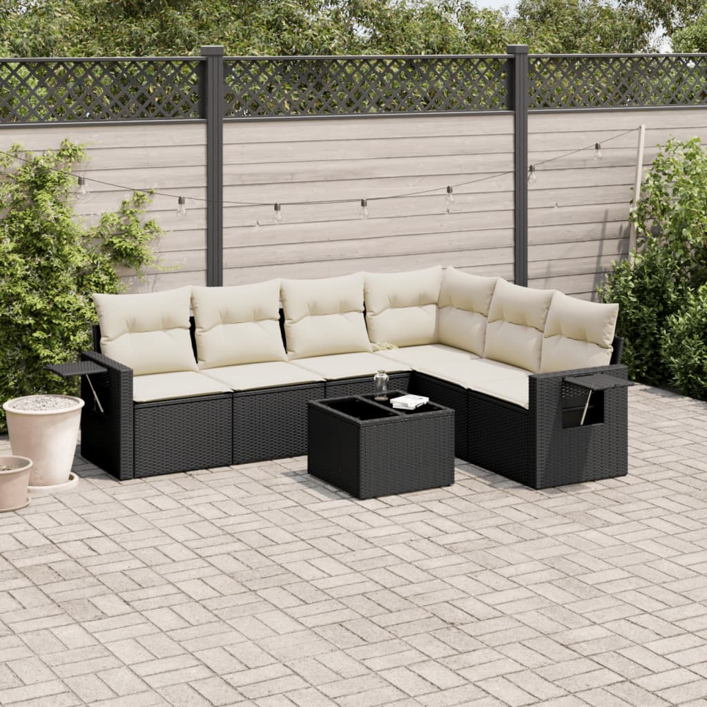 8721012925670_m_en_hd_1 vidaXL 7 Piece Garden Sofa Set with Cushions Black Poly Rattan - Image 1