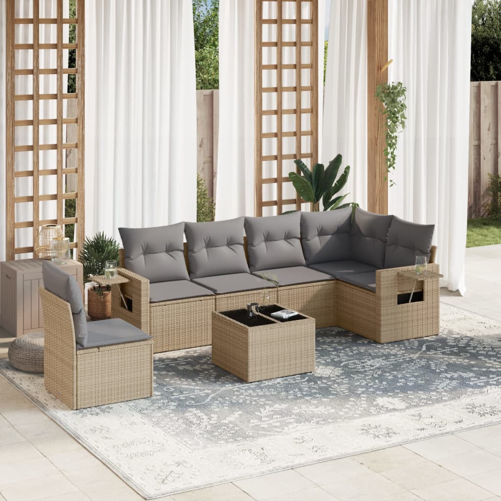 8721012925908_m_en_hd_1 vidaXL 7 Piece Garden Sofa Set with Cushions Beige Poly Rattan - Image 1