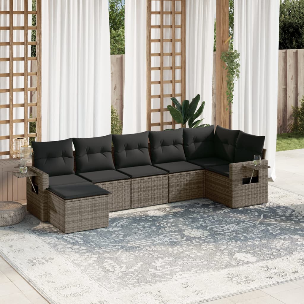 8721012928312_m_en_hd_1 vidaXL 7 Piece Garden Sofa Set with Cushions Grey Poly Rattan - Image 1