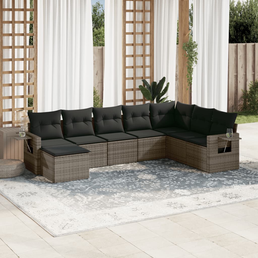 8721012929111_m_en_hd_1 vidaXL 8 Piece Garden Sofa Set with Cushions Grey Poly Rattan - Image 1