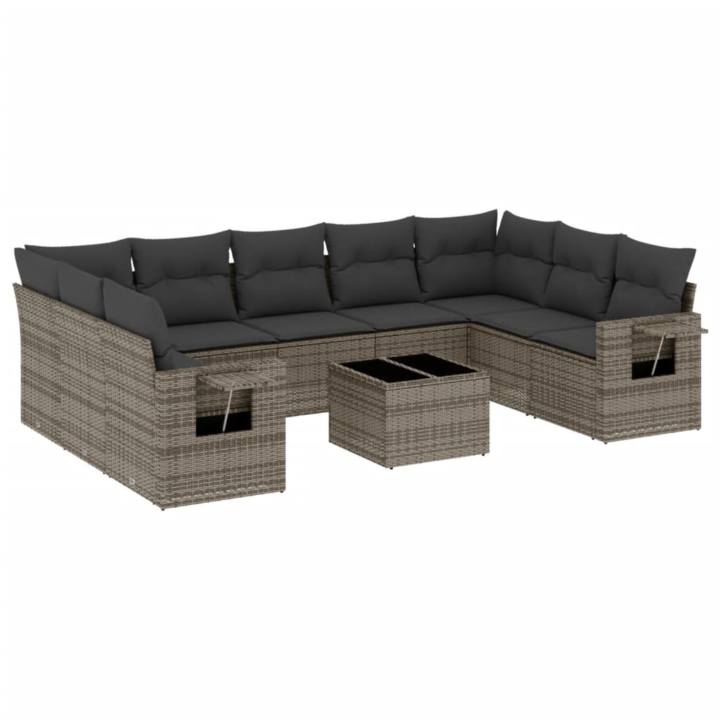 8721012929616_a_en_hd_1 vidaXL 10 Piece Garden Sofa Set with Cushions Grey Poly Rattan - Image 2