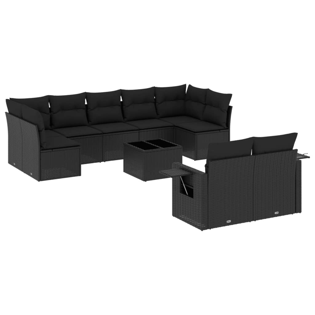 8721012929760_a_en_hd_1 vidaXL 10 Piece Garden Sofa Set with Cushions Black Poly Rattan - Image 2
