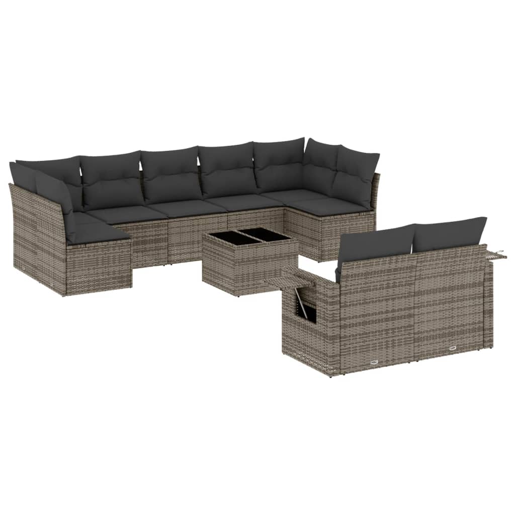 8721012929814_a_en_hd_1 vidaXL 10 Piece Garden Sofa Set with Cushions Grey Poly Rattan - Image 2