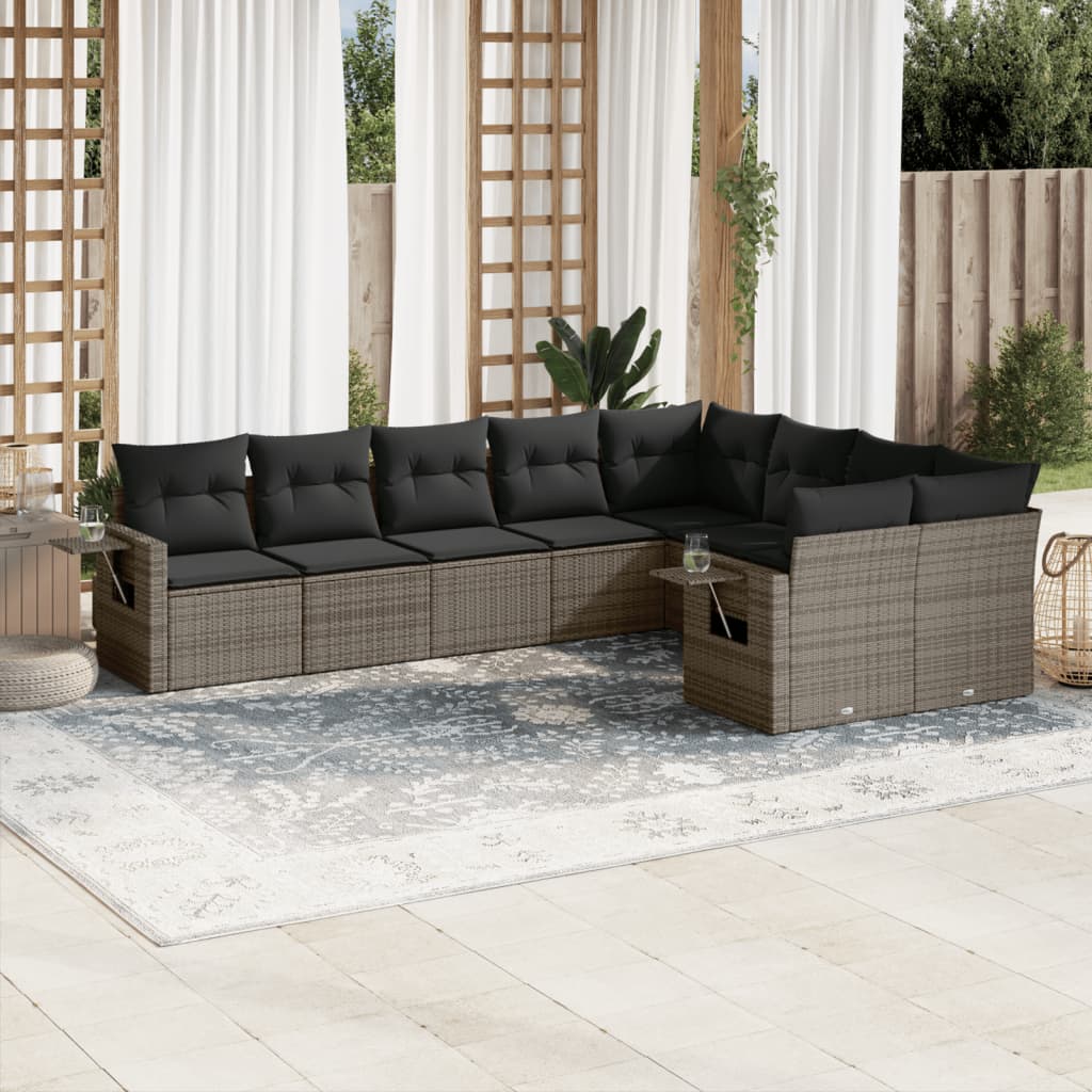 8721012929913_m_en_hd_1 vidaXL 9 Piece Garden Sofa Set with Cushions Grey Poly Rattan - Image 1