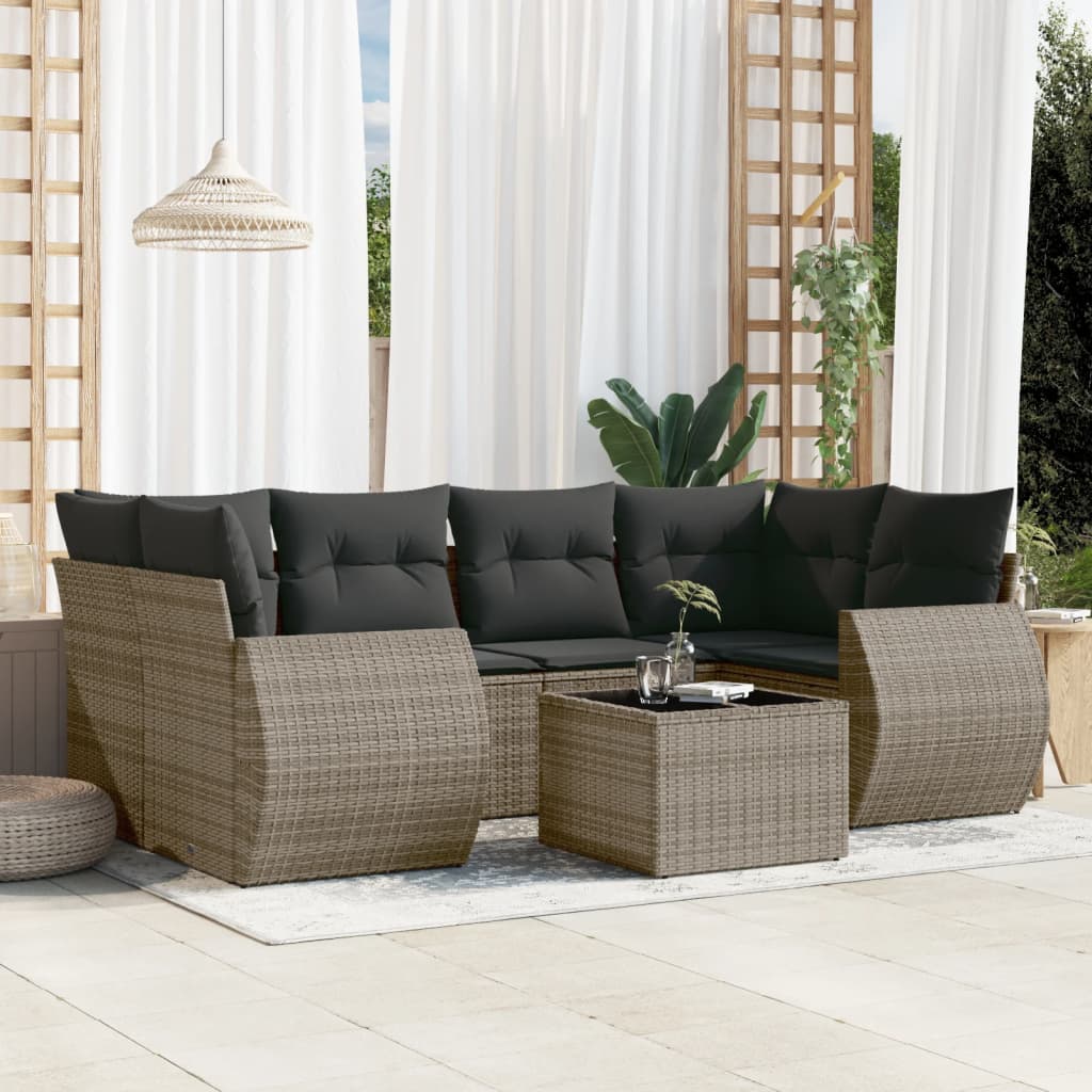 8721012934719_m_en_hd_1 vidaXL 7 Piece Garden Sofa Set with Cushions Grey Poly Rattan - Image 1
