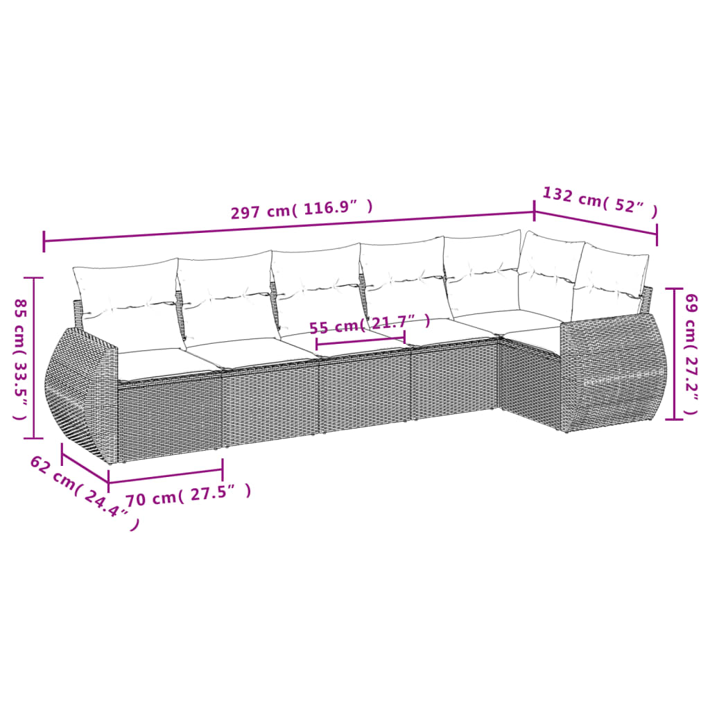 8721012937376_g_en_hd_5 vidaXL 6 Piece Garden Sofa Set with Cushions Black Poly Rattan - Image 7