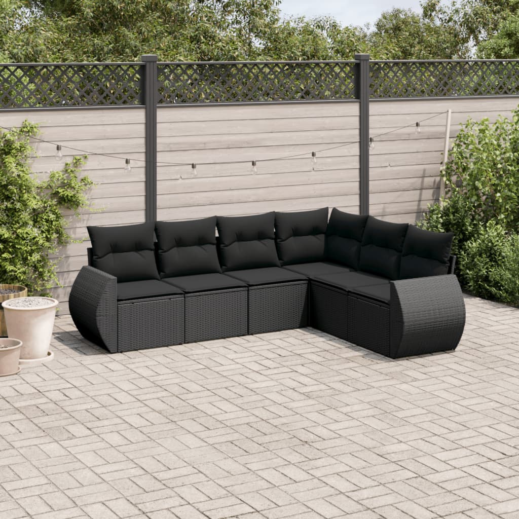 8721012937567_m_en_hd_1 vidaXL 6 Piece Garden Sofa Set with Cushions Black Poly Rattan - Image 1
