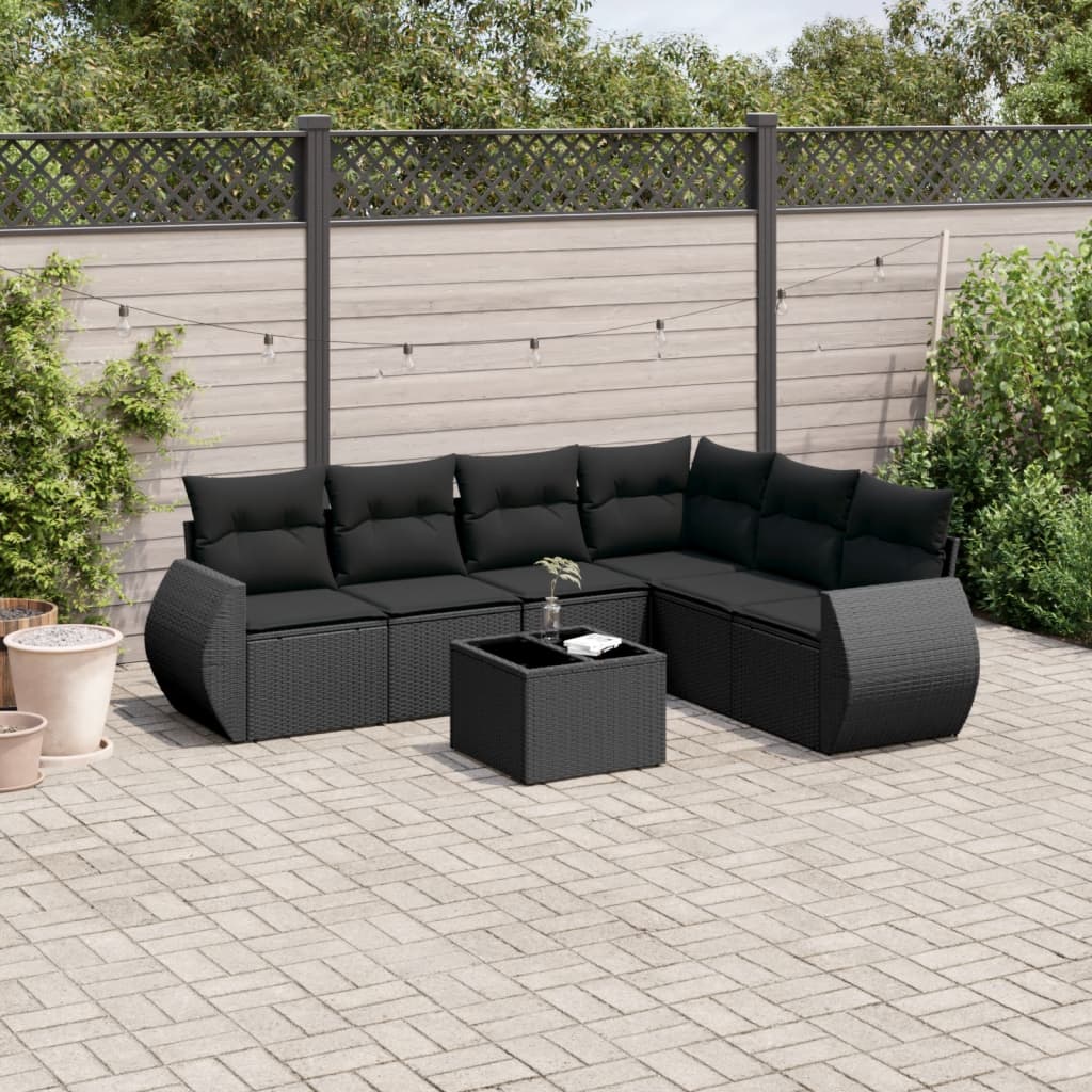8721012937666_m_en_hd_1 vidaXL 7 Piece Garden Sofa Set with Cushions Black Poly Rattan - Image 1