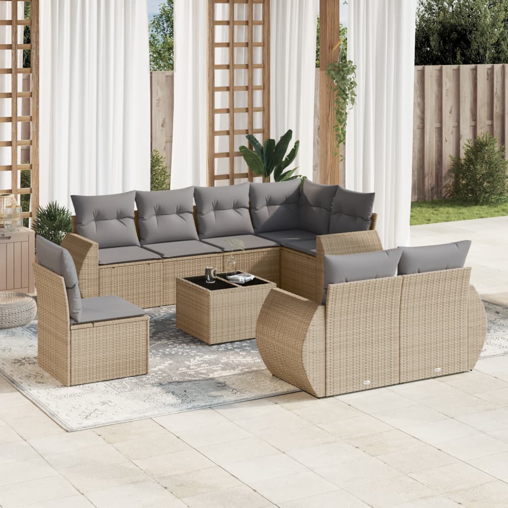 8721012940000_m_en_hd_1 vidaXL 9 Piece Garden Sofa Set with Cushions Beige Poly Rattan - Image 1