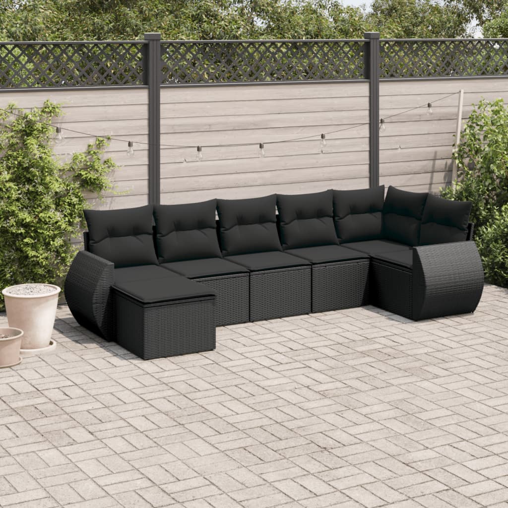 8721012940260_m_en_hd_1 vidaXL 7 Piece Garden Sofa Set with Cushions Black Poly Rattan - Image 1
