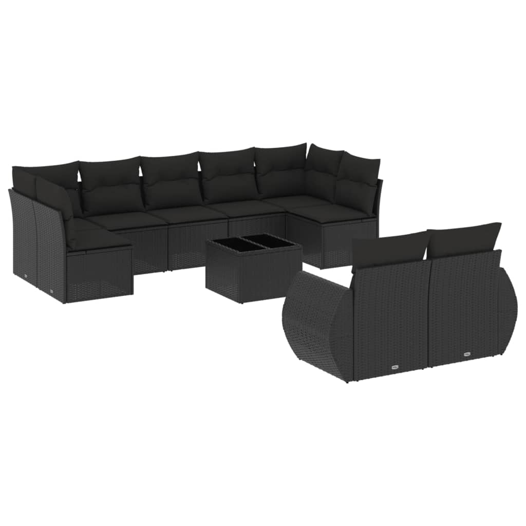 8721012941762_a_en_hd_1 vidaXL 10 Piece Garden Sofa Set with Cushions Black Poly Rattan - Image 2