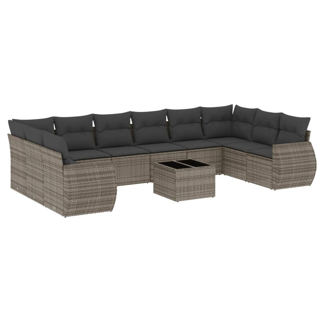 8721012942318_a_en_hd_1 vidaXL 11 Piece Garden Sofa Set with Cushions Grey Poly Rattan - Image 2