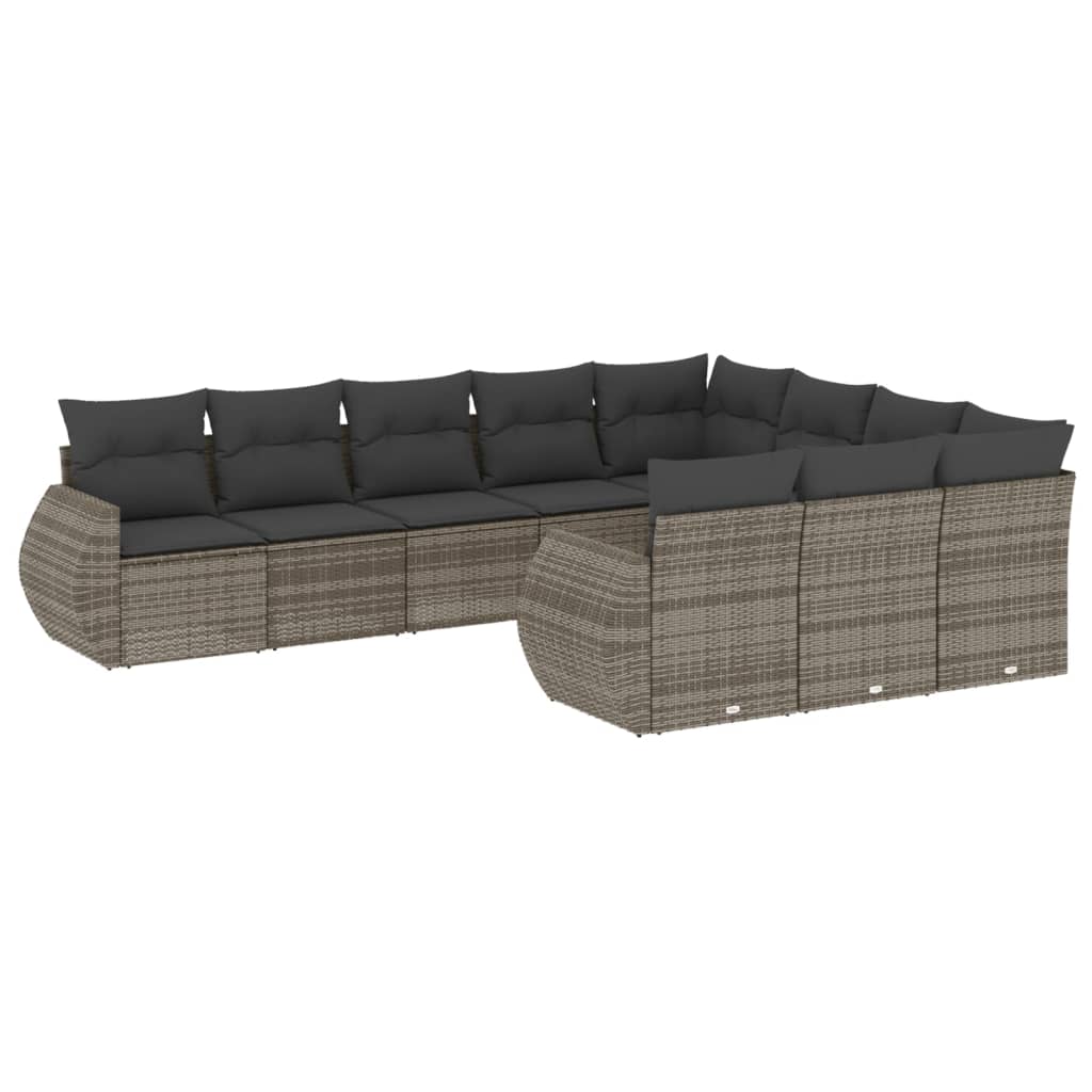 8721012942417_a_en_hd_1 vidaXL 10 Piece Garden Sofa Set with Cushions Grey Poly Rattan - Image 2