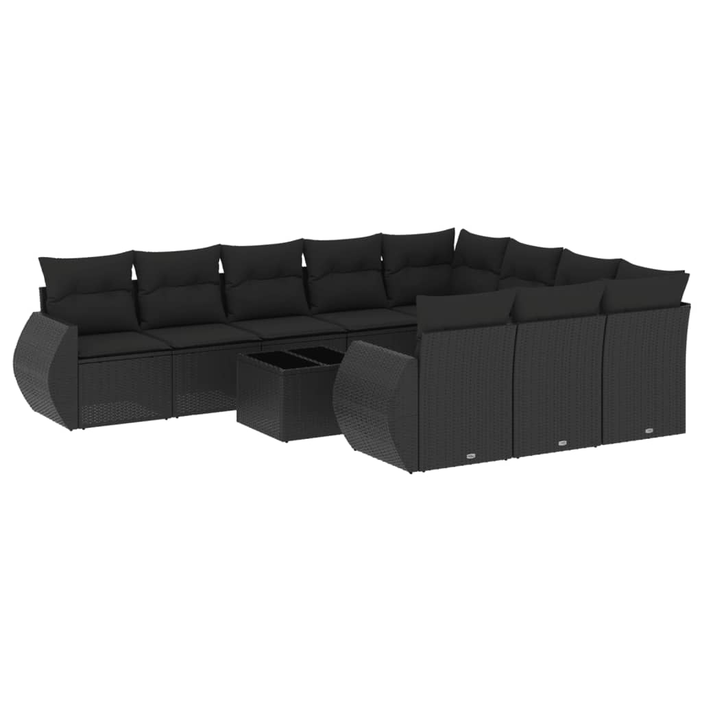 8721012942462_a_en_hd_1 vidaXL 11 Piece Garden Sofa Set with Cushions Black Poly Rattan - Image 2