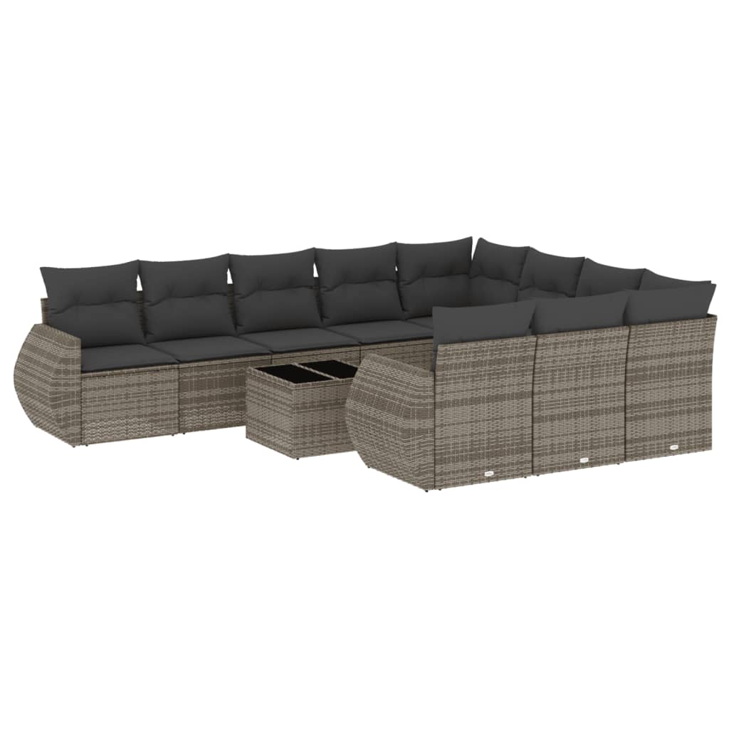 8721012942516_a_en_hd_1 vidaXL 11 Piece Garden Sofa Set with Cushions Grey Poly Rattan - Image 2
