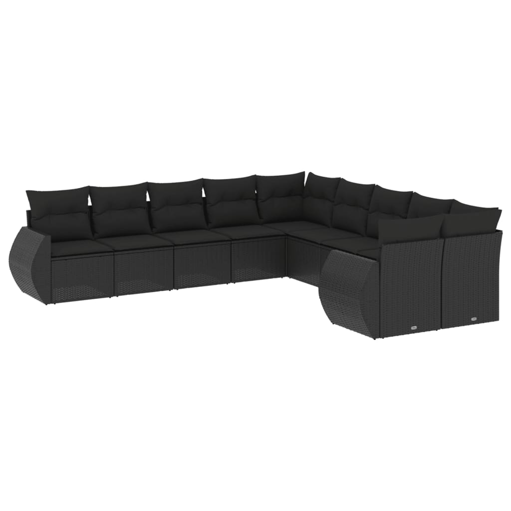 8721012942561_a_en_hd_1 vidaXL 10 Piece Garden Sofa Set with Cushions Black Poly Rattan - Image 2