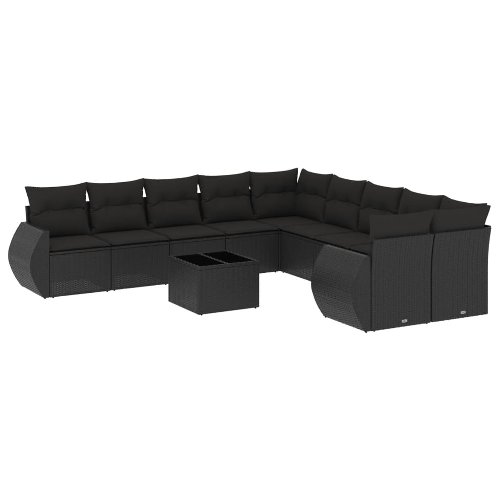 8721012942660_a_en_hd_1 vidaXL 11 Piece Garden Sofa Set with Cushions Black Poly Rattan - Image 2