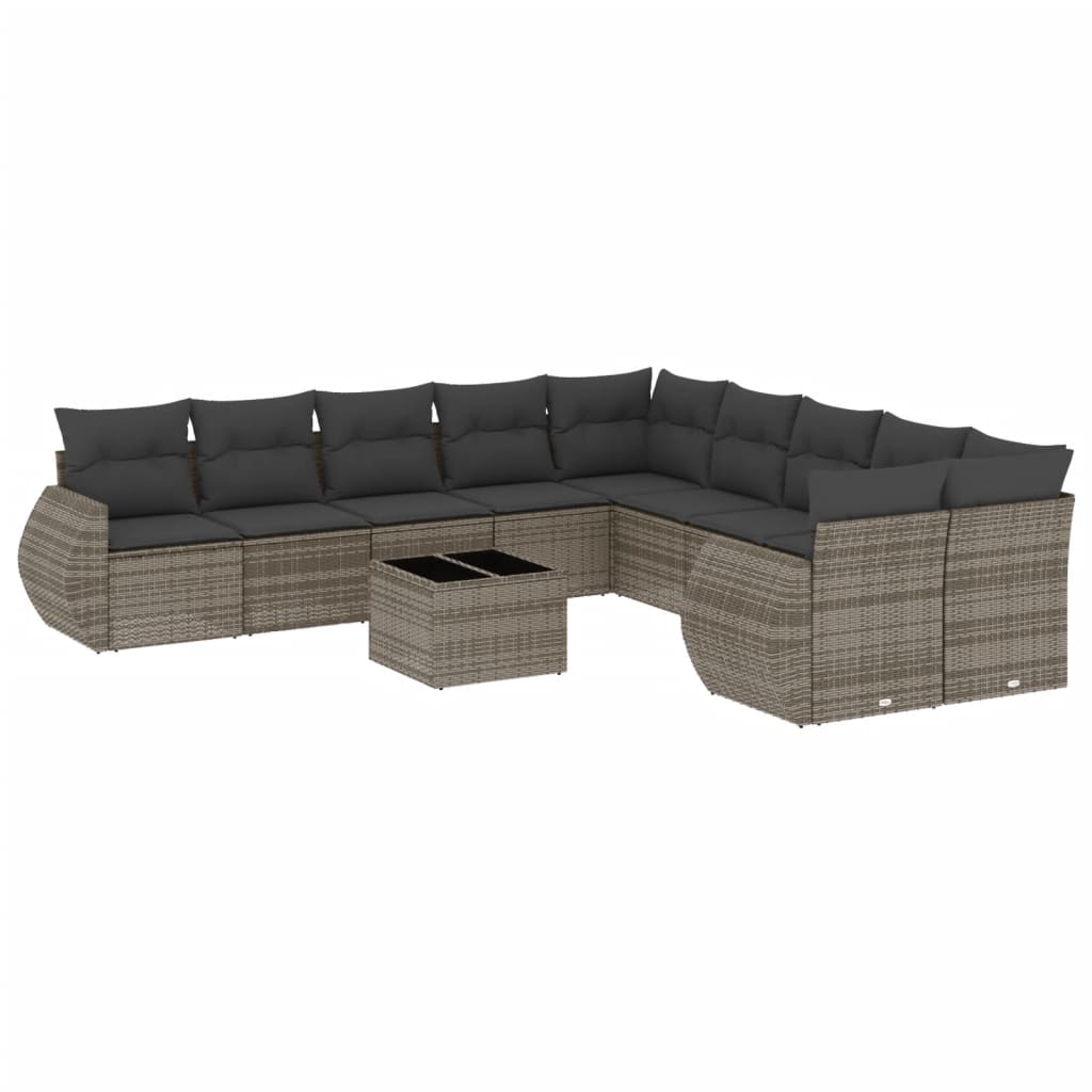 8721012942714_a_en_hd_1 vidaXL 11 Piece Garden Sofa Set with Cushions Grey Poly Rattan - Image 2