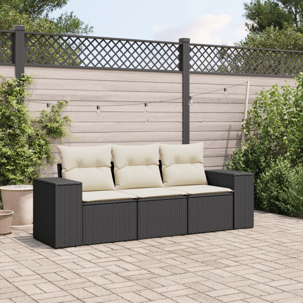 8721012946071_m_en_hd_1 vidaXL 3 Piece Garden Sofa Set with Cushions Black Poly Rattan - Image 1