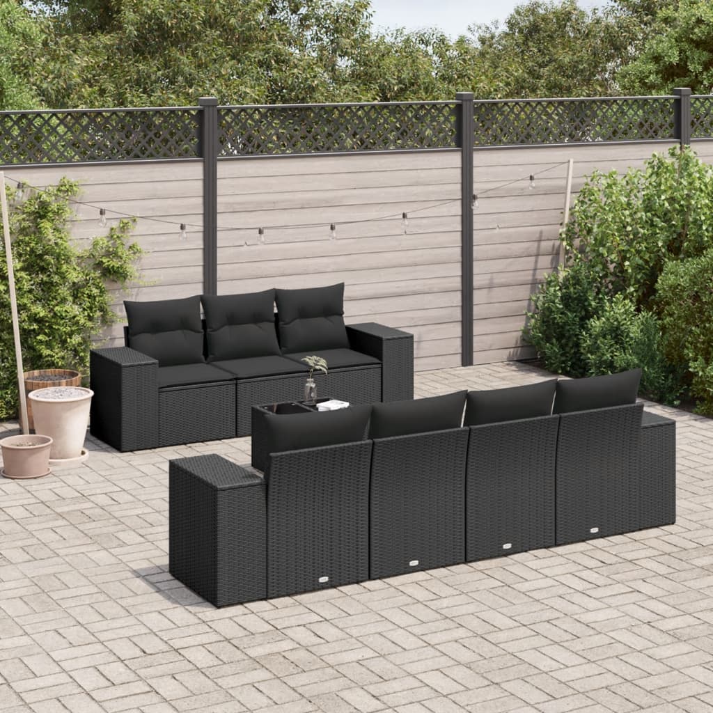 8721012946767_m_en_hd_1 vidaXL 8 Piece Garden Sofa Set with Cushions Black Poly Rattan - Image 1