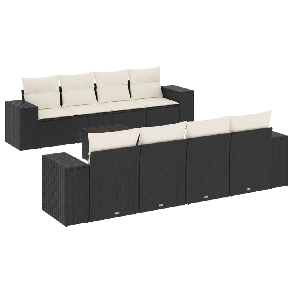 8721012946972_a_en_hd_1 vidaXL 9 Piece Garden Sofa Set with Cushions Black Poly Rattan - Image 2